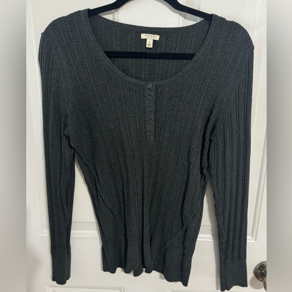 Ribbed Henley Sweater